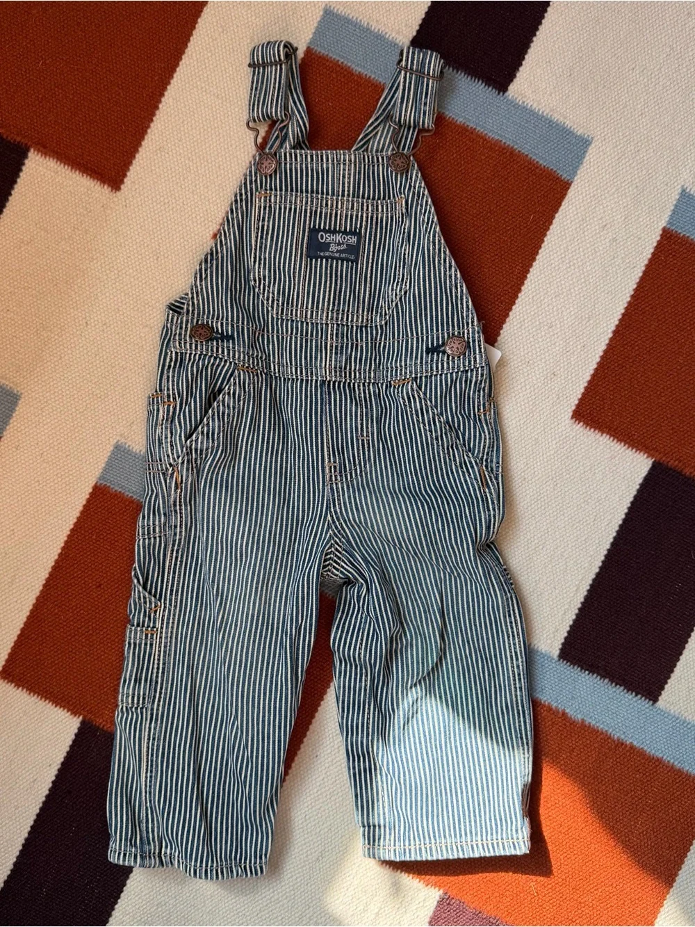 OshKosh B'gosh Blue and White Stripe Toddler Overalls